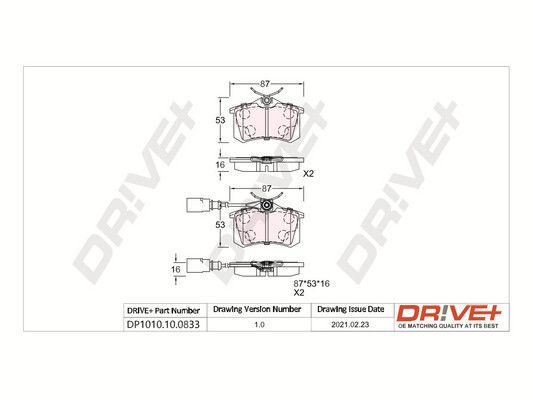 Brake Pad Set, disc brake Dr!ve+ DP1010.10.0833