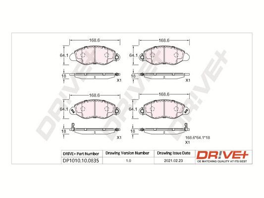 Brake Pad Set, disc brake Dr!ve+ DP1010.10.0835