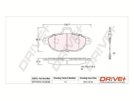 Brake Pad Set, disc brake Dr!ve+ DP1010.10.0836