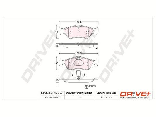 Brake Pad Set, disc brake Dr!ve+ DP1010.10.0838