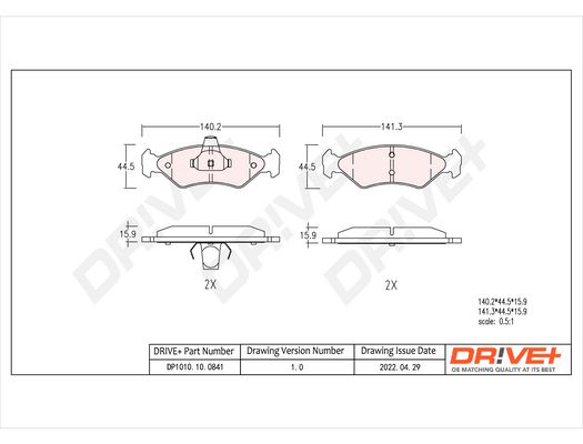 Brake Pad Set, disc brake Dr!ve+ DP1010.10.0841