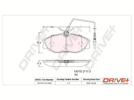 Brake Pad Set, disc brake Dr!ve+ DP1010.10.0842