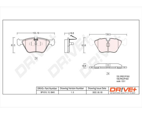 Brake Pad Set, disc brake Dr!ve+ DP1010.10.0843