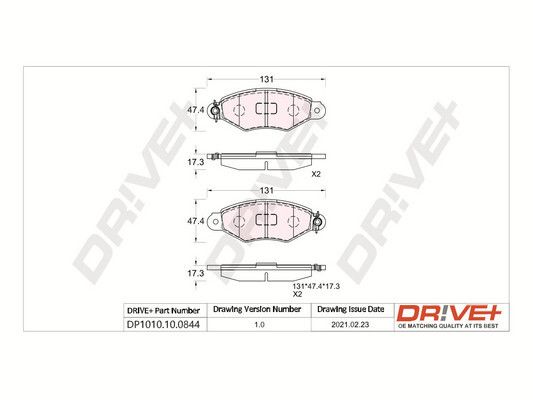 Brake Pad Set, disc brake Dr!ve+ DP1010.10.0844