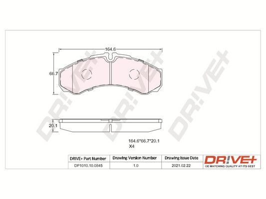 Brake Pad Set, disc brake Dr!ve+ DP1010.10.0845