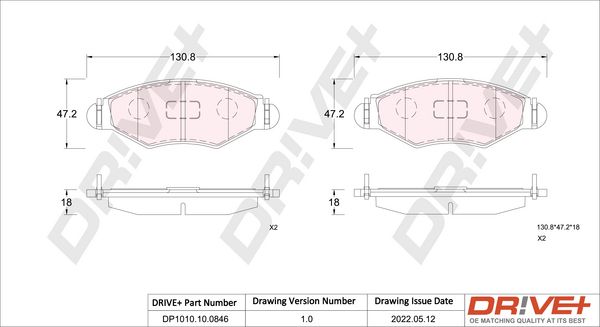 Brake Pad Set, disc brake Dr!ve+ DP1010.10.0846