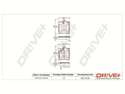 Brake Pad Set, disc brake Dr!ve+ DP1010.10.0847