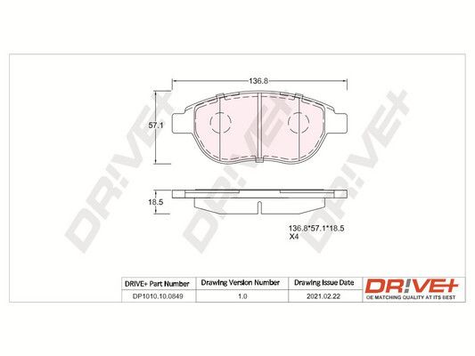 Brake Pad Set, disc brake Dr!ve+ DP1010.10.0849