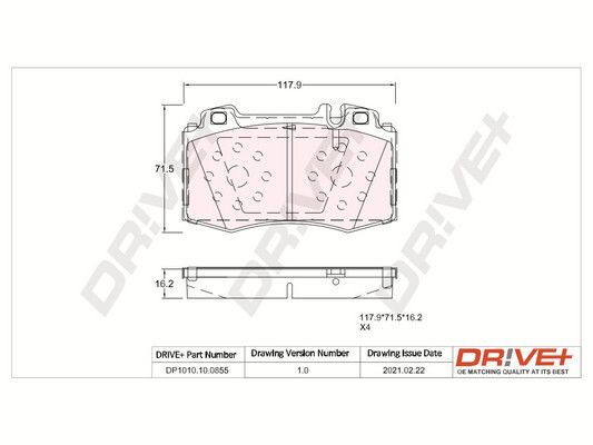 Brake Pad Set, disc brake Dr!ve+ DP1010.10.0855