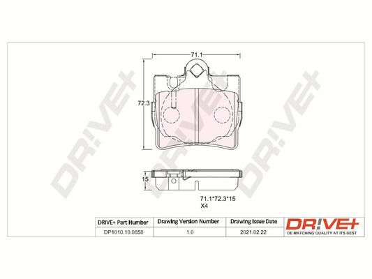 Brake Pad Set, disc brake Dr!ve+ DP1010.10.0858