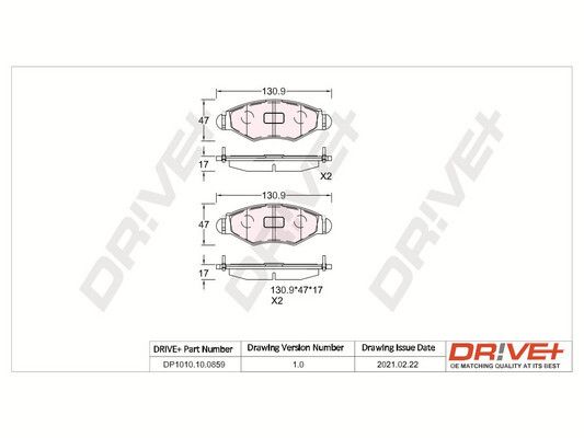 Brake Pad Set, disc brake Dr!ve+ DP1010.10.0859