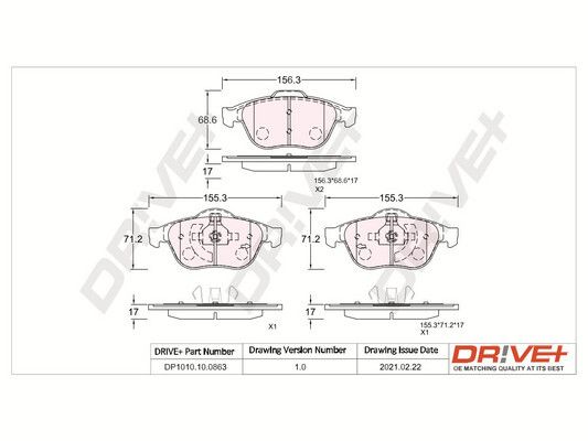 Brake Pad Set, disc brake Dr!ve+ DP1010.10.0863