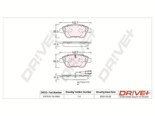 Brake Pad Set, disc brake Dr!ve+ DP1010.10.0866