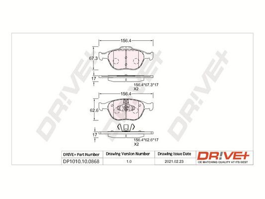 Brake Pad Set, disc brake Dr!ve+ DP1010.10.0868