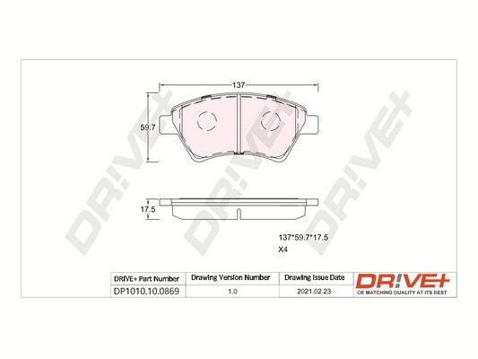 Brake Pad Set, disc brake Dr!ve+ DP1010.10.0869