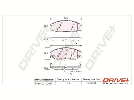 Brake Pad Set, disc brake Dr!ve+ DP1010.10.0871