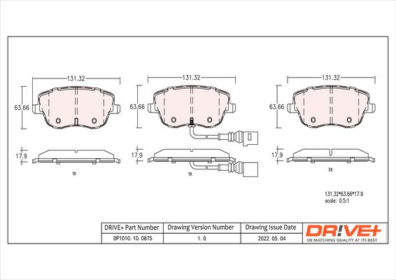 Brake Pad Set, disc brake Dr!ve+ DP1010.10.0875