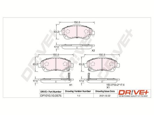 Brake Pad Set, disc brake Dr!ve+ DP1010.10.0876
