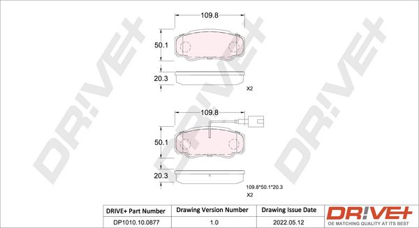 Brake Pad Set, disc brake Dr!ve+ DP1010.10.0877