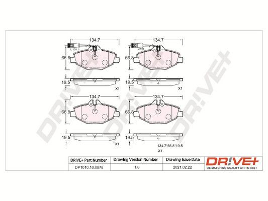 Brake Pad Set, disc brake Dr!ve+ DP1010.10.0878