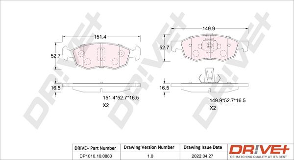 Brake Pad Set, disc brake Dr!ve+ DP1010.10.0880