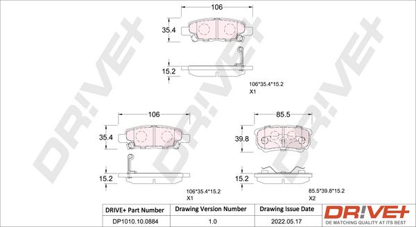 Brake Pad Set, disc brake Dr!ve+ DP1010.10.0884