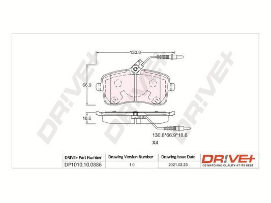 Brake Pad Set, disc brake Dr!ve+ DP1010.10.0886