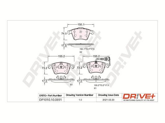 Brake Pad Set, disc brake Dr!ve+ DP1010.10.0891
