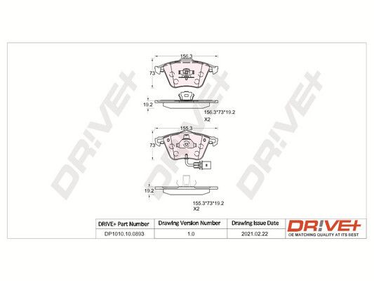 Brake Pad Set, disc brake Dr!ve+ DP1010.10.0893