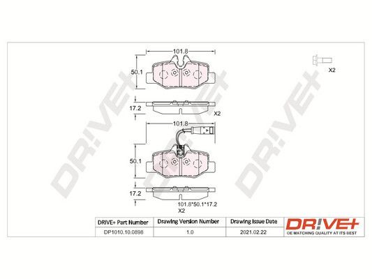 Brake Pad Set, disc brake Dr!ve+ DP1010.10.0898