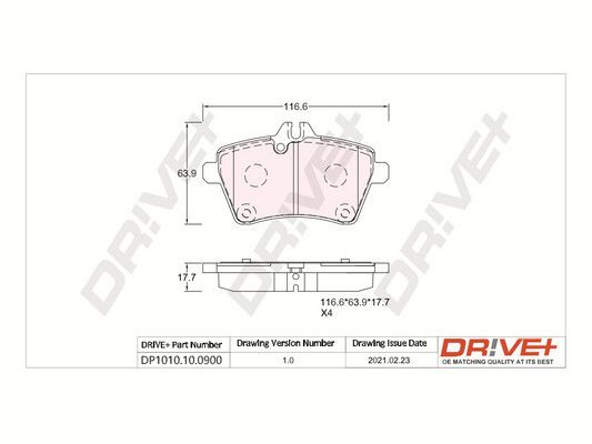 Brake Pad Set, disc brake Dr!ve+ DP1010.10.0900