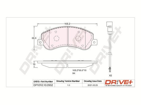 Комплект гальмівних накладок, дискове гальмо Dr!ve+ DP1010.10.0902