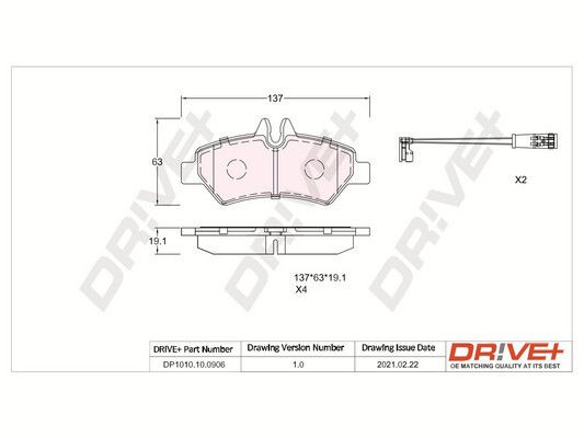 Brake Pad Set, disc brake Dr!ve+ DP1010.10.0906