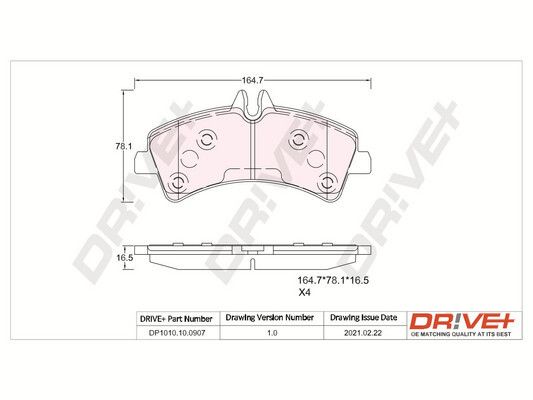 Brake Pad Set, disc brake Dr!ve+ DP1010.10.0907
