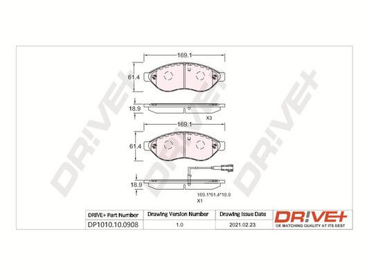 Brake Pad Set, disc brake Dr!ve+ DP1010.10.0908