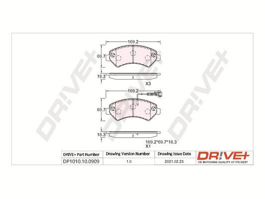 Brake Pad Set, disc brake Dr!ve+ DP1010.10.0909