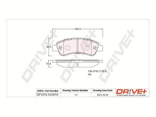 Brake Pad Set, disc brake Dr!ve+ DP1010.10.0910