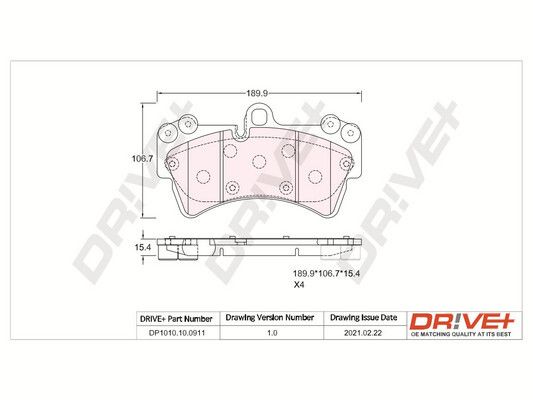 Brake Pad Set, disc brake Dr!ve+ DP1010.10.0911
