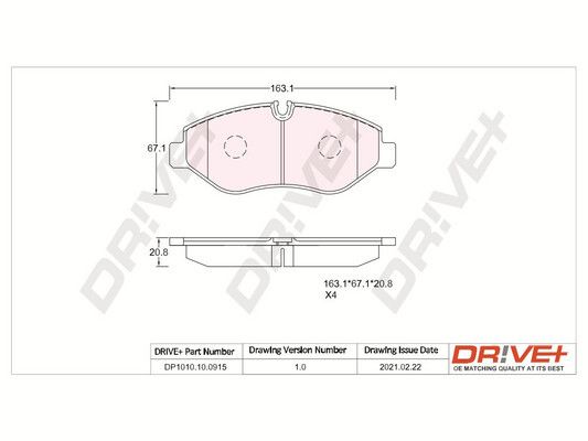 Brake Pad Set, disc brake Dr!ve+ DP1010.10.0915
