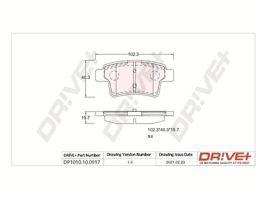 Brake Pad Set, disc brake Dr!ve+ DP1010.10.0917
