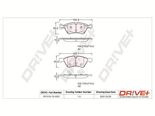 Brake Pad Set, disc brake Dr!ve+ DP1010.10.0921