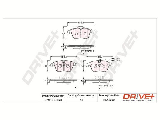 Brake Pad Set, disc brake Dr!ve+ DP1010.10.0923