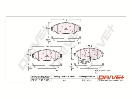 Brake Pad Set, disc brake Dr!ve+ DP1010.10.0925