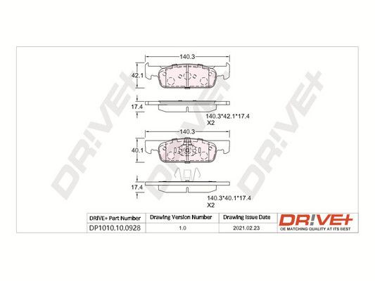 Brake Pad Set, disc brake Dr!ve+ DP1010.10.0928