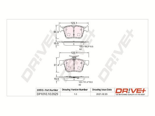 Brake Pad Set, disc brake Dr!ve+ DP1010.10.0929