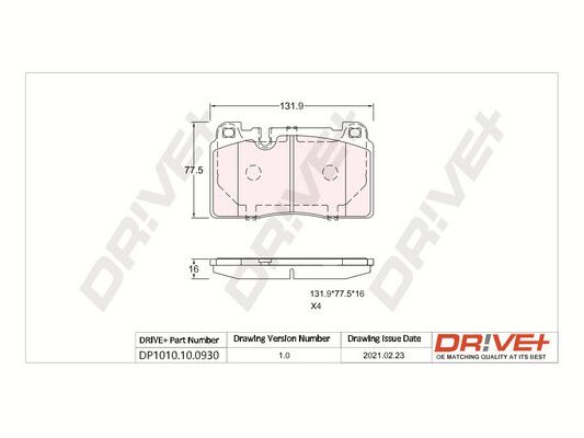 Brake Pad Set, disc brake Dr!ve+ DP1010.10.0930