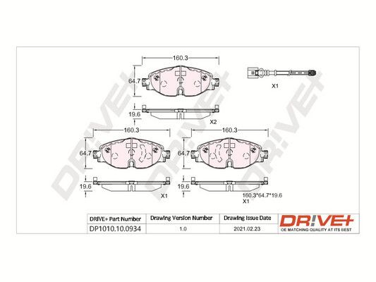 Brake Pad Set, disc brake Dr!ve+ DP1010.10.0934