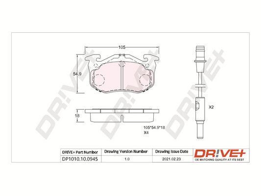 Brake Pad Set, disc brake Dr!ve+ DP1010.10.0945