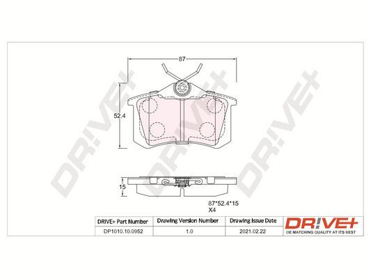 Brake Pad Set, disc brake Dr!ve+ DP1010.10.0952