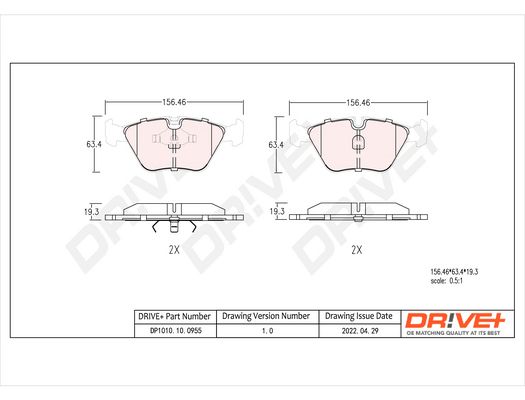 Brake Pad Set, disc brake Dr!ve+ DP1010.10.0955